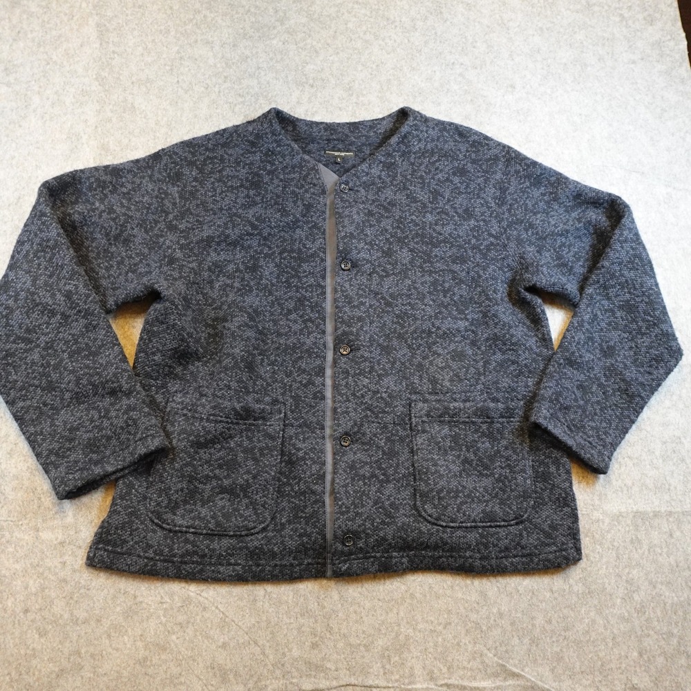 Engineered Garments Cardigan Mens‎ Large Blue Knit Textured Button Front Jacket